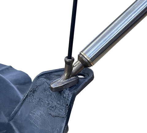 Close-up of Deluxe Plastic Welding Kit With 80W UL Certified Welder repairing a plastic bumper.