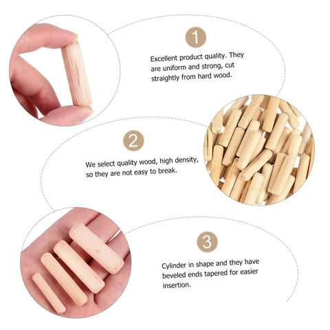 Wood Dowel Pin Kit 500 Pcs Fluted Beveled Hardwood Connectors for Furniture Assembly with quality and insertion features