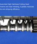 Quenched high hardness cutting head of the Professional Hand Crank Or Drill Powered Wire Stripping Machine for 12 Ga Cable.