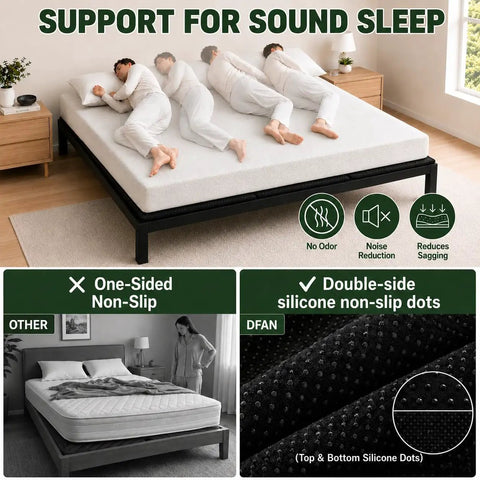 Queen Size Bunkie Board 60x80 Heavy Duty Mattress Support Keeps Your Bed Level Zero Sag Foundation with double-side silicone non-slip dots.