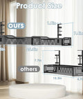 Comparison of 25 Inch Under Desk Cable Management Tray No Drill Clamp against smaller model with size dimensions