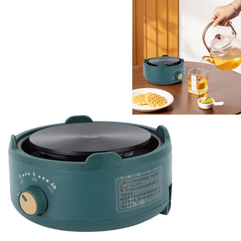 Electric Countertop Single Burner Hot Plate No Fuss Easy Setup For Home Use With 360 Degree Full Plate Heating Auto Shutoff Easy Temperature Control Stainless Steel Turkish Coffee Pot Compatible Dark Green Ceramic Finish.