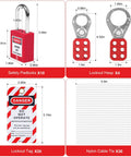 No Fuss Lockout Tagout Station And Group Safety Kit Featuring Osha Compliant Pads Hasps Tags And Hooks Job Site Ready hanging board with safety padlocks, hasps, tags, and nylon cable ties.