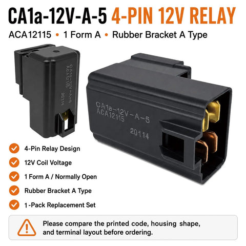 Heavy Duty 12V 30A 4-Pin Form A Relay, 1 Pack, Socket and Bracket Included, High Current Switching for Automotive Electronics and DIY Projects Ready for Easy Install. Black 4-pin 12V relay with socket and rubber bracket