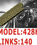 Gold 428H Motorcycle Chain With 140 Links And Chain Breaker For 125cc 150cc 200cc Mini Bikes Dirt Bikes Go Karts