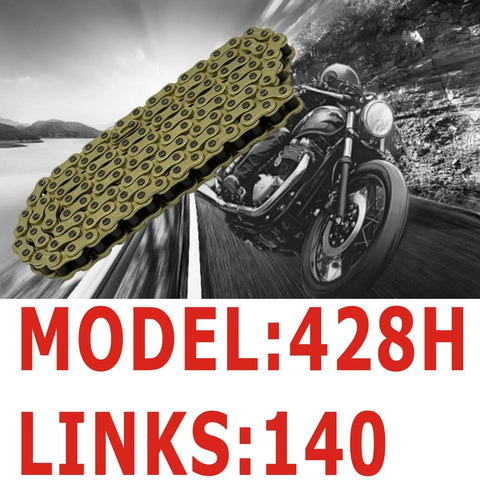 Gold 428H Motorcycle Chain With 140 Links And Chain Breaker For 125cc 150cc 200cc Mini Bikes Dirt Bikes Go Karts