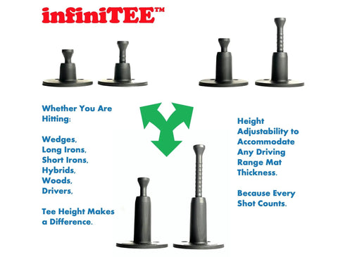 Height Adjustable Golf Tee Set for Driving Range Mats with Three Height Options Short Regular Tall and Storage Bag