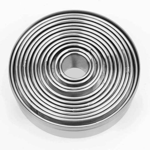 12 Piece Round Cookie Cutter Set With Graduated Circle Cutters In 18 8 Stainless Steel Includes Donut Ring Molds And Tin Storage Box