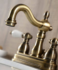 Heritage 4-Inch Centerset Bathroom Faucet In Brushed Brass With Solid Brass Construction, Duraseal Washerless Cartridge