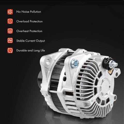 Beefy 140A 12V 6-Groove Alternator For Jeep Compass 2007-2017 Patriot 2007-2017 Caliber 2008-2009 Avenger 2008-2014 Chrysler 200 2011-2014 Sebring 2007-2010 Fits 2.0L And 2.4L Engines Replacement, side view