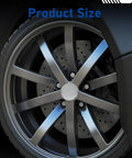 Slick 4 Pack 2.1 Inch 54 MM Wheel Center Hub Caps Snap On Plastic Steel Rim Covers For Smooth Rides Heavy Duty Impact Resistant silver wheel close-up.