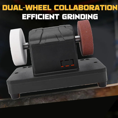 Depisuta Cordless Mini Bench Grinder With 2000 To 6000Rpm Variable Speed And Dual Grinding Wheels showing dual grit wheels for efficient sharpening.