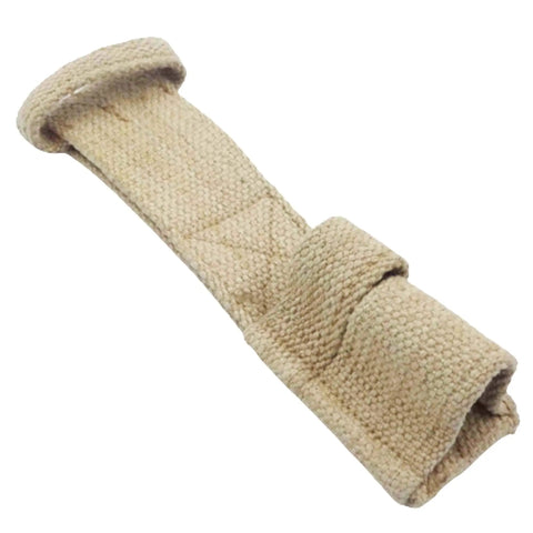Authentic WWII P37 Bayonet Web Frog For P07 Scabbard, Canvas British Military Gear Replica in khaki canvas, angled view