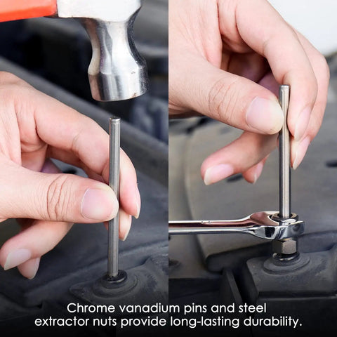 Using 55 Piece Screw Extractor Kit For Removing Broken Or Stripped Screws with left-hand drill bits in automotive repair