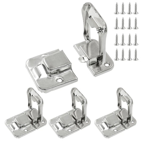 Four Pack Toggle Catch Lock Hasp Latch Set For Jewelry Boxes And Gift Boxes, Mini Rectangle 1.57 X 1.06 Inch, Retro Iron Silver With Screws