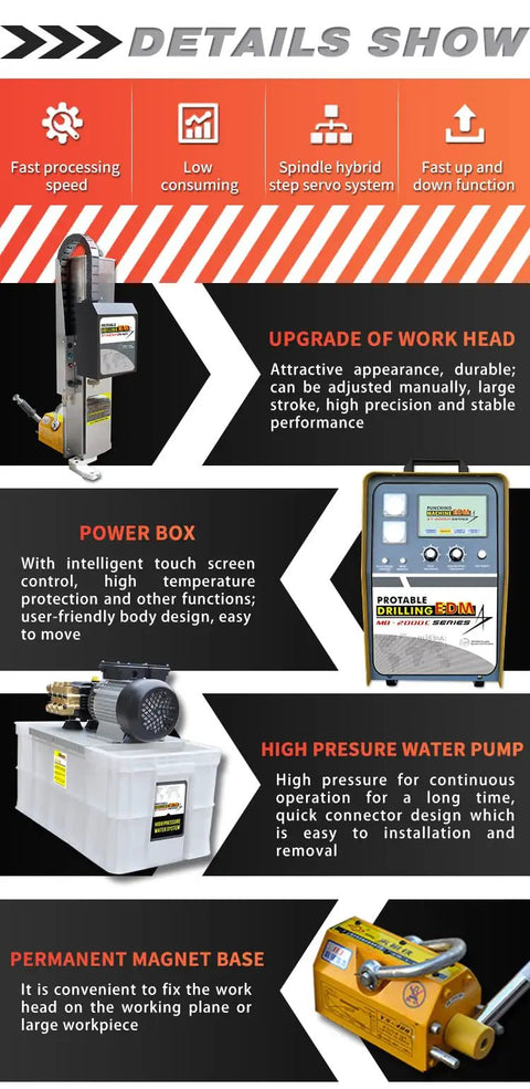 Portable 1500W EDM Drilling Machine With Depth Setting For Micro Holes 0.5-3mm, showcasing water pump and control panel