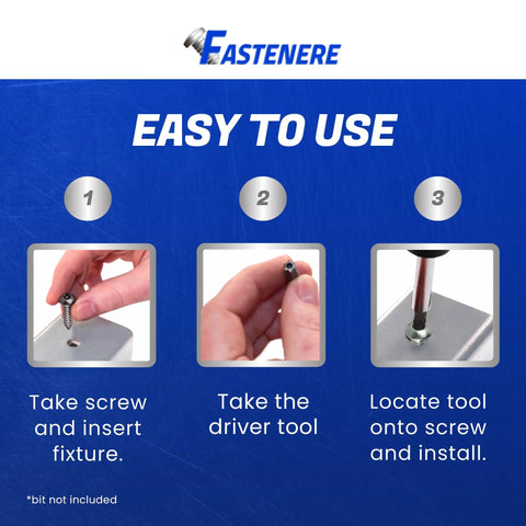 Step-by-step guide showing use of Tamper Resistant Torx Machine Screws 3/8 16 X 1 Stainless Steel Button Head Security Fasteners.