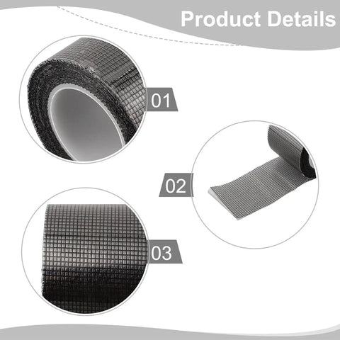 Heavy Duty Window Screen Repair Tape And Mesh Patch Kit 2 Inches By 16 Feet Long Black Adhesive Strip close-up of material roll