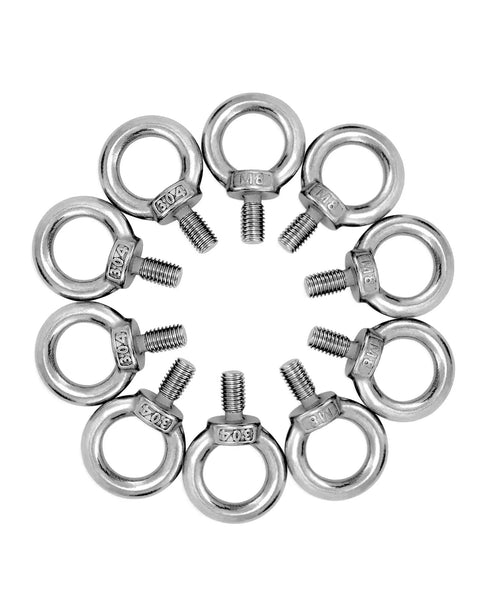 Heavy Duty Lifting Ring Eyebolts Set M8 x 14mm 304 Stainless Steel Threaded Eyebolts Eye Nut Fasteners Rust Resistant Hardware 10 Pack