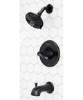 Auden Tub And Shower Faucet Set With Valve And Cartridge One Handle Multi Function Shower Head Tuscan Bronze Finish Three Hole Installation