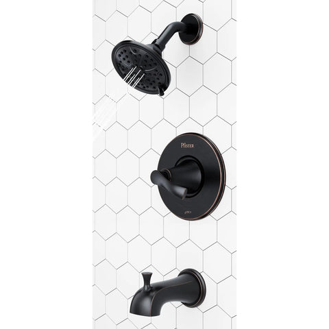 Auden Tub And Shower Faucet Set With Valve And Cartridge One Handle Multi Function Shower Head Tuscan Bronze Finish Three Hole Installation