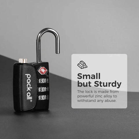 4 Pack TSA Approved Luggage Locks With 3 Digit Combination, Alloy Body Travel Padlocks For Suitcases And Bags, side view