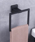 Dope Modern Black Towel Holder Made From SUS304 Stainless Steel Rustproof And Heavy Duty Wall Mount Towel Ring With Matte Finish