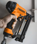 Hand holding G2XL31 Second Gen Pneumatic 3 in 1 Finish Nailer And Stapler for 16 and 18 gauge with adjustable belt hook