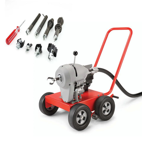 Heavy Duty Drain Cleaning Attachment Kit For Snake Machines Includes Nine Cool Tools Like Grease Cutters And Spiral Drills To Clear Clogs Fast Any Home Spot Works With Ridgid C4 C6 C7 C8 C9 Units To Get Stuff Fixed.