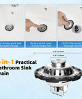 Universal Brass Drain Stopper Slick Chrome Finish Heavy Duty Bathtub Drain Cover No Sweat Bathroom Sink Hair Catcher in action