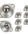 Heavy Duty Roller Ball Transfer Bearings Set Of Eight Slick Rolling Casters For Moving Furniture And Appliances With Rock Solid 400 Pound Load Capacity And Hassle Free Movement, showing eight steel caster balls.