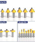 Professional Router Bit Set With Thirty Five Pieces And One Half Inch Shank Complete American Style Kit For Woodworking displayed