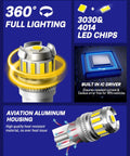 Ultra Bright 194 LED T10 W5W Bulbs Kit For License Plate Dome Map Door Courtesy Interior Lights 6500K White Three Hundred Percent Brighter Than Stock With 360 Degree Illumination Pack Of 2 showing 360 lighting, LED chips, and aluminum housing.