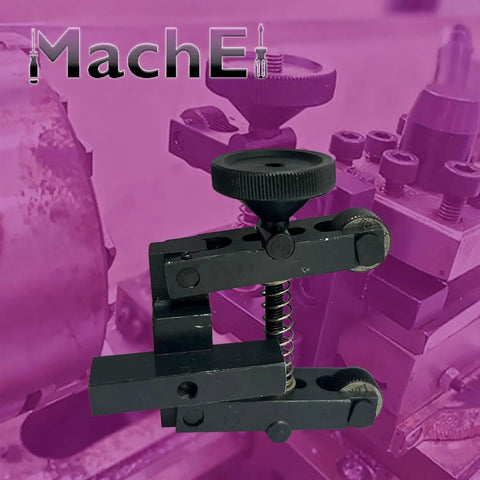 Heavy Duty Knurling Tool Set for Lathe Machine with 2 Inch Capacity 50 mm Hardened Diamond Pitch Wheels in front of lathe setup