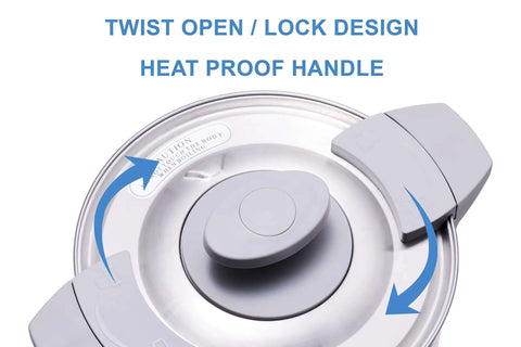 Top view of twist open lock design lid of Commercial Grade Stainless Steel Percolator Coffee Urn For Catering 100 Cup 16 Liter