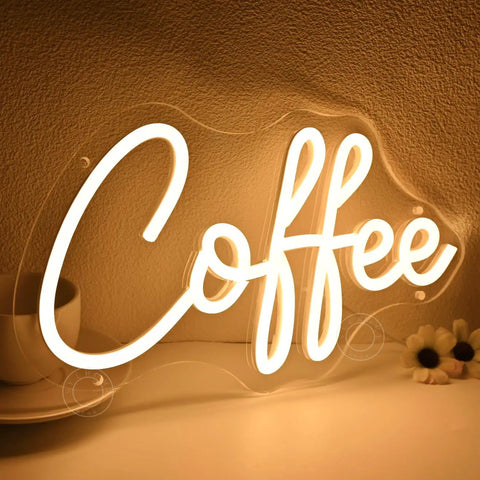Coffee Neon Light Sign USB Powered Wall Or Table Decor For Home Kitchen Cafe Bar Warm White 11.8 Inch By 6.69 Inch Night Light Mood Builder