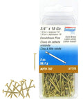 Solid Brass Escutcheon Pins Three Quarters Inch Eighteen Gauge Two Ounces DIY Friendly For Small Decorative Projects Fasten Back Plates And Trim Into Position Packed In A Plastic Visual Pack. 3/4 in 18 ga brass escutcheon pins in plastic pack