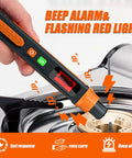 Lock Down Your Space With This Straight Up Reliable Natural Gas Detector That Catches Combustible Leaks Early Using Loud Audible And Visual Alarms For Absolute Home Safety, held near a gas stove
