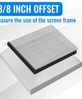 3/8 inch offset nylon window screen clips with screws for easy DIY repair on a screen frame.