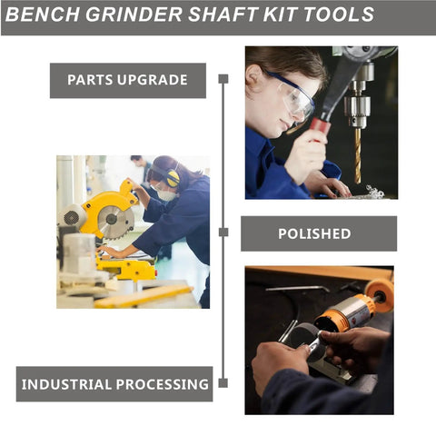 Worker using 8mm Motor Arbor Adapter And Shaft Extender Kit For Bench Grinder DIY Friendly Setup in industrial setting.