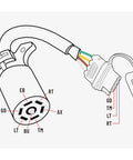 Wiring diagram of Built Like A Brick 7 Way To 4 Way Trailer Plug Adapter with labeled pin connections.