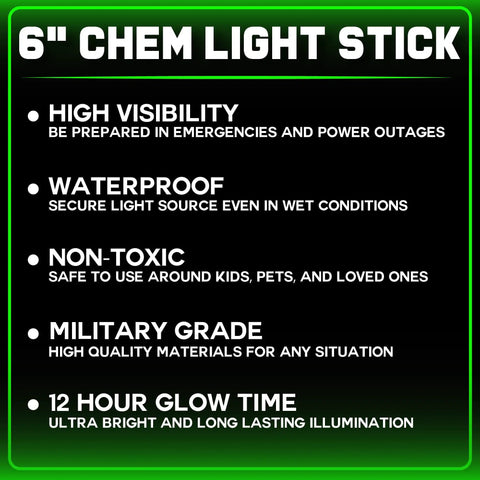 Ultra Bright Green Glow Sticks Emergency Chem Lights 6 Inch 25 Pack Military Grade 12 Hour Bulk Tactical Light Sticks details