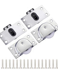 Two Sets Sliding Cabinet Door Hardware For Wardrobe Smooth Silent Nylon Pulley Rollers With 25Mm Wheels Includes 16 Mounting Screws