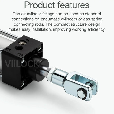 Air Cylinder Y Connector Clevis End M10x1.25 Female Thread Y32 For 25mm And 32mm Cylinders Alloy High Strength And Corrosion Resistant Pneumatic Fittings Durable Deformation Resistant Y Joint mounted on pneumatic cylinder rod
