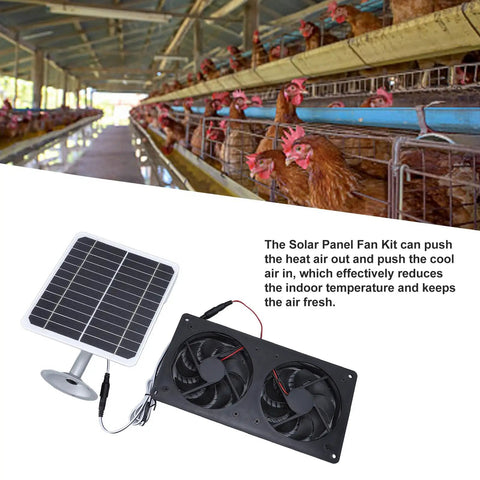 Solar Powered Dual Exhaust Fan Kit With Bracket For Chicken Coops And Small Greenhouses Sheds Pet Houses Window Exhaust 20W Solar Panel Cooling System