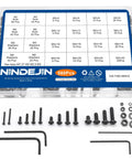 580 Piece Hex Socket Cap Screws Set With Nuts And Flat Washers, M2 M3 M4 M5 Sizes, in labeled storage case