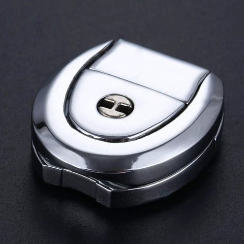 Key Hasp Lock 36x37mm for Luggage Suitcase Tools Box and Cabinet Doors, durable metal toggle latch on dark surface.