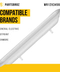 White Pocket Handle WR12X34565 Replacement For GE And Hotpoint Refrigerators, No Fuss Heavy Duty Replacement Part, side view