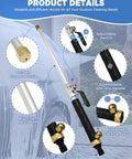 All In One High Pressure Hose Nozzle Kit With Two Nozzles And Quick Connectors, showing wand details and copper nozzles.