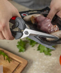Versatile Kitchen Shears For Every Task With Micro Serrated Self Sharpening Stainless Steel Blades cutting food package